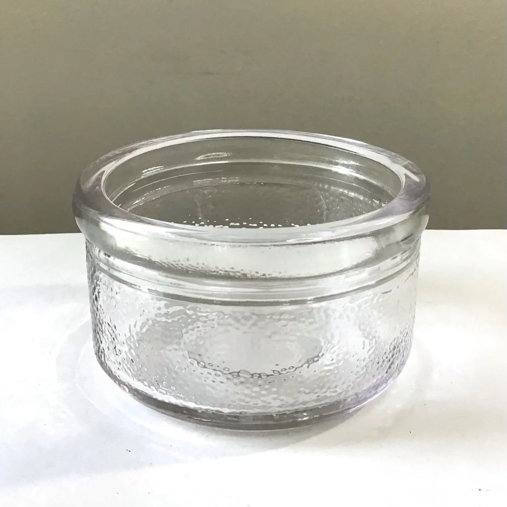 Vintage Bowl Heavy Thick Clear Glass Textured Pebbled Dimpled Dish 4.75” Diam.